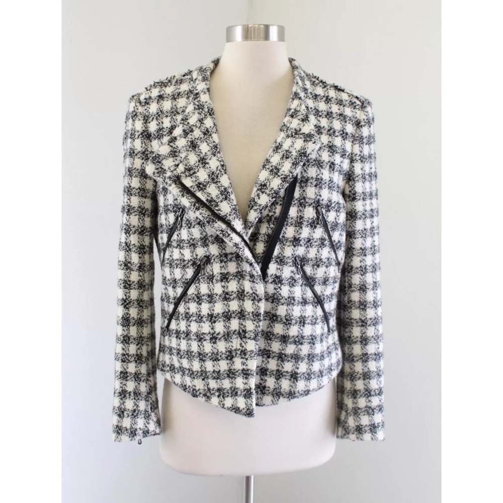 Zara Plaid Asymmetric Zip Jacket - Picture 2 of 7